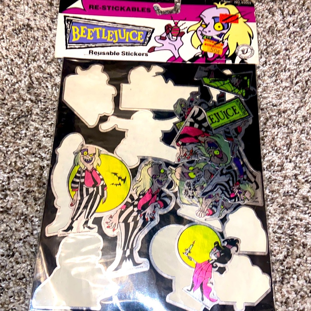 1989 Beetlejuice Reusable Stickers NWT
